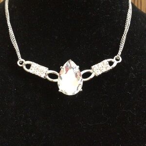 Beautiful large rhinestone teardrop necklace. Great shape.